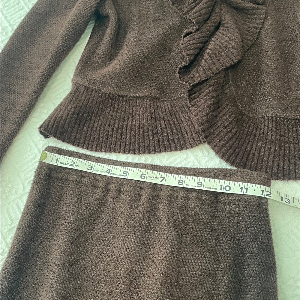 St. John 2 pc ruffle maxi sweater long sleeve bell sleeve Brown Women's Skirt - Picture 7 of 17